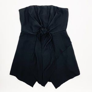 American Threads Strapless Tie Front Black Romper